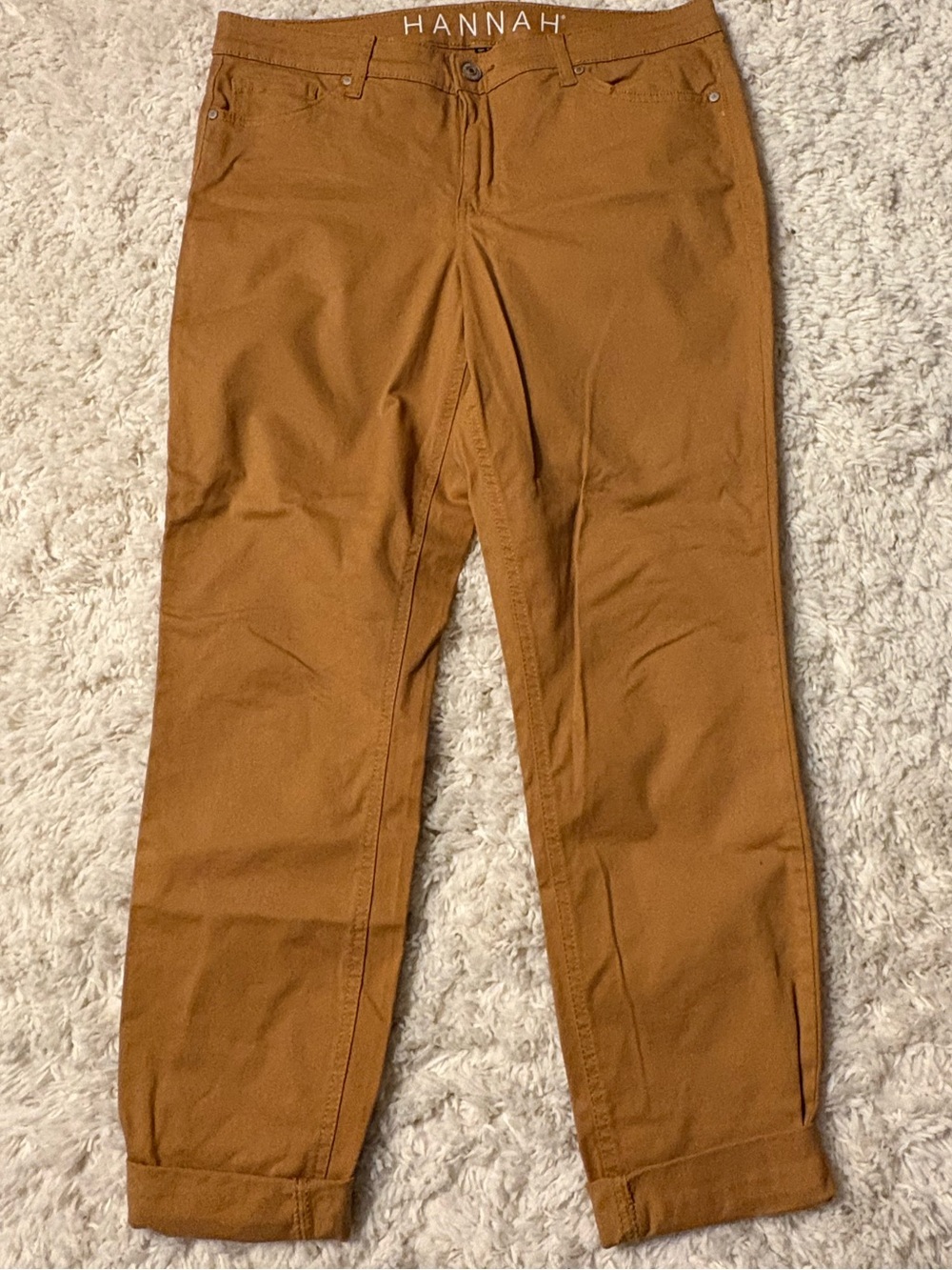 Hannah Mustard Brown Casual Chino Pants